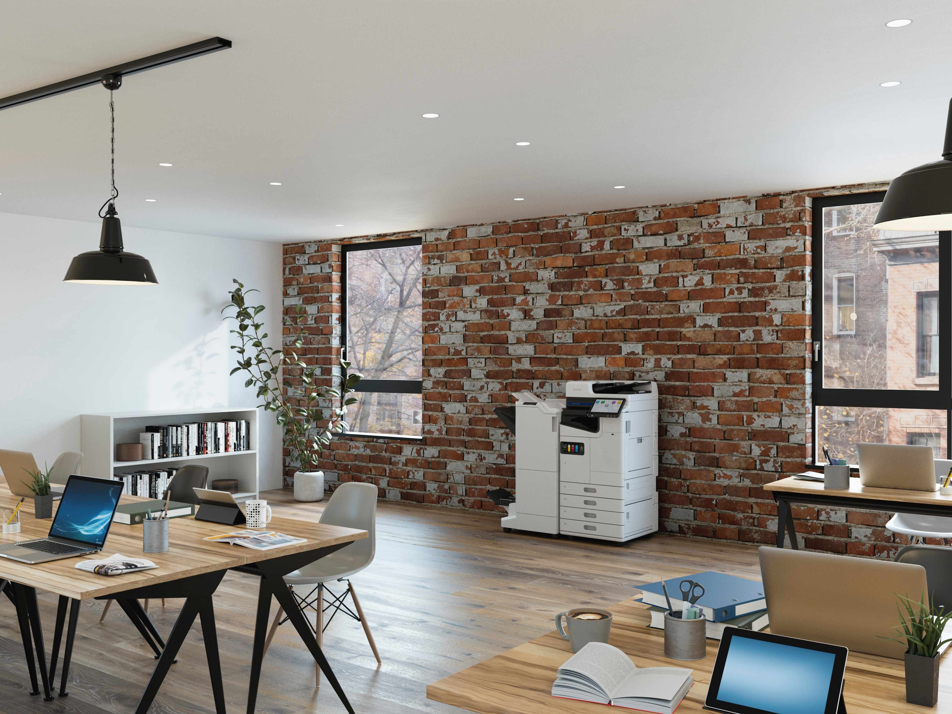 Modern office space with printer and workstations in Derry/Londonderry