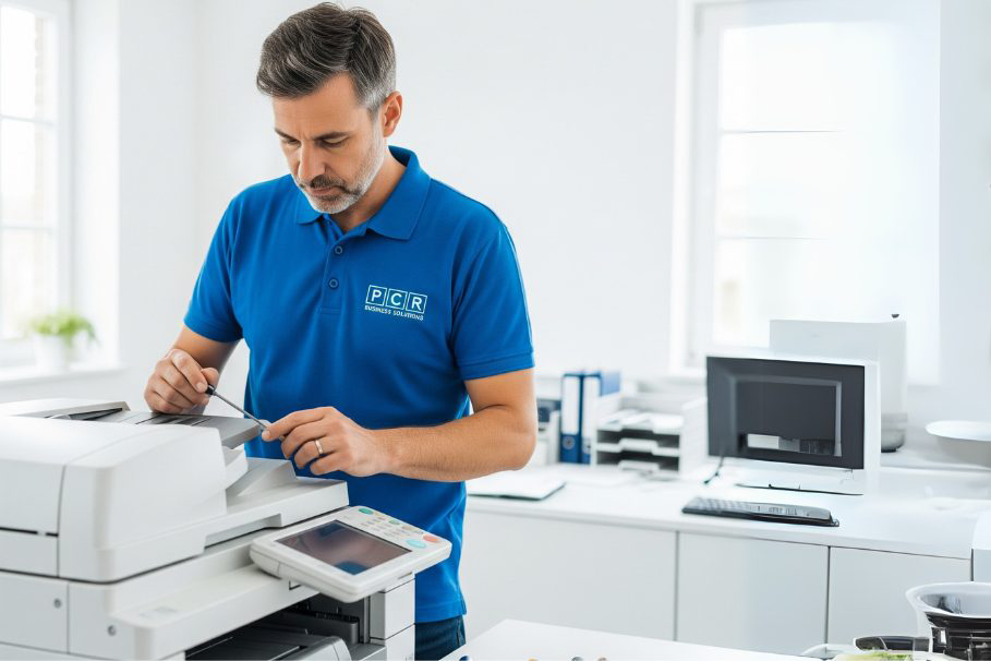 Professional technician repairing an office printer in Cookstown